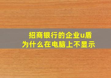 招商银行的企业u盾为什么在电脑上不显示