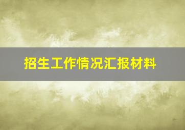 招生工作情况汇报材料