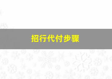 招行代付步骤