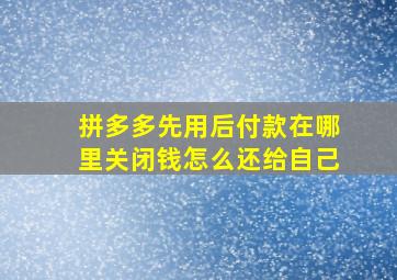 拼多多先用后付款在哪里关闭钱怎么还给自己