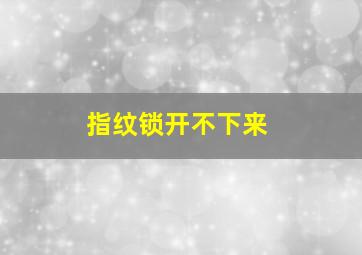 指纹锁开不下来