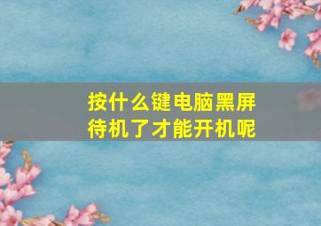 按什么键电脑黑屏待机了才能开机呢