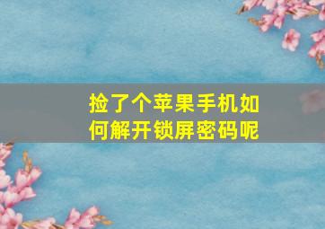 捡了个苹果手机如何解开锁屏密码呢