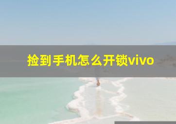 捡到手机怎么开锁vivo