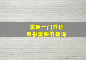 掌握一门外语是很重要的翻译