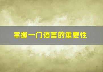 掌握一门语言的重要性