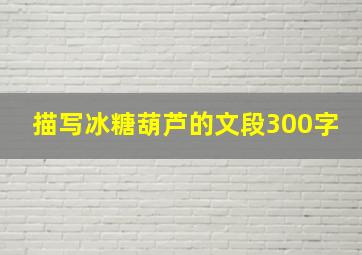 描写冰糖葫芦的文段300字