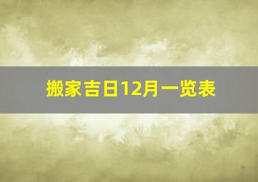 搬家吉日12月一览表