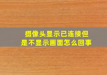 摄像头显示已连接但是不显示画面怎么回事