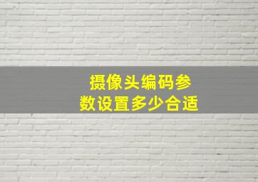 摄像头编码参数设置多少合适