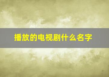 播放的电视剧什么名字