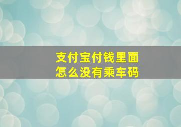 支付宝付钱里面怎么没有乘车码