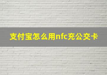 支付宝怎么用nfc充公交卡