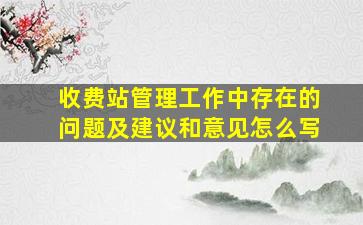 收费站管理工作中存在的问题及建议和意见怎么写