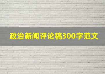 政治新闻评论稿300字范文