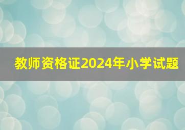 教师资格证2024年小学试题