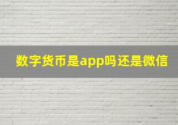 数字货币是app吗还是微信