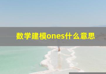 数学建模ones什么意思