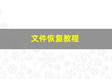 文件恢复教程