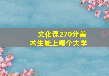 文化课270分美术生能上哪个大学