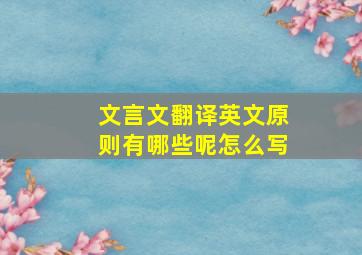 文言文翻译英文原则有哪些呢怎么写