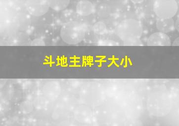 斗地主牌子大小