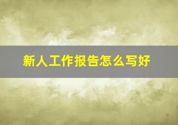 新人工作报告怎么写好