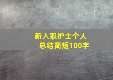 新入职护士个人总结简短100字