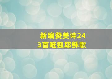 新编赞美诗243首唯独耶稣歌