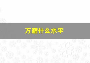 方腊什么水平