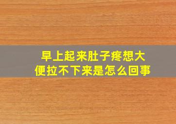 早上起来肚子疼想大便拉不下来是怎么回事