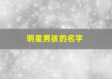 明星男孩的名字