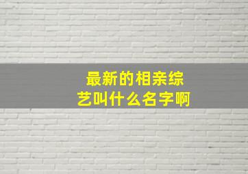 最新的相亲综艺叫什么名字啊