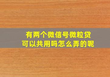 有两个微信号微粒贷可以共用吗怎么弄的呢