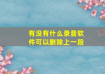 有没有什么录音软件可以删除上一段