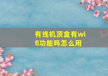 有线机顶盒有wifi功能吗怎么用