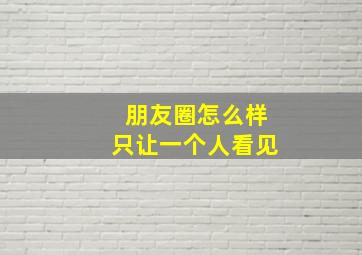 朋友圈怎么样只让一个人看见