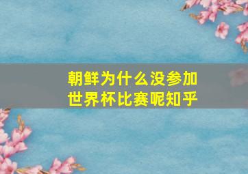 朝鲜为什么没参加世界杯比赛呢知乎