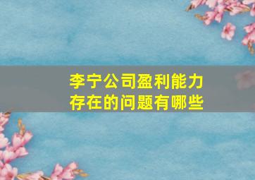 李宁公司盈利能力存在的问题有哪些