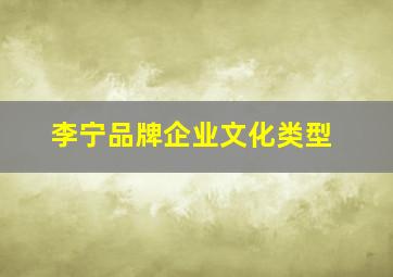 李宁品牌企业文化类型