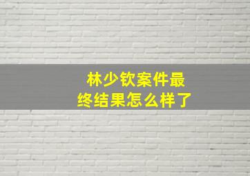 林少钦案件最终结果怎么样了