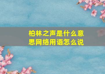 柏林之声是什么意思网络用语怎么说