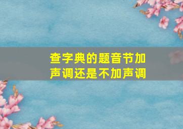 查字典的题音节加声调还是不加声调