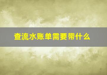 查流水账单需要带什么