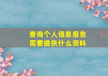 查询个人信息报告需要提供什么资料