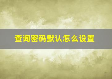 查询密码默认怎么设置