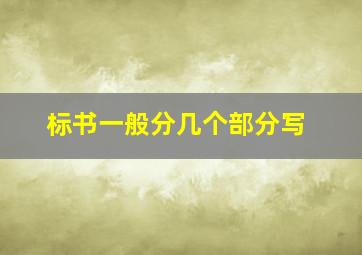 标书一般分几个部分写