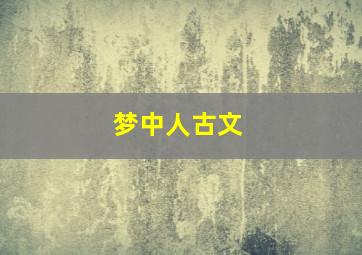 梦中人古文