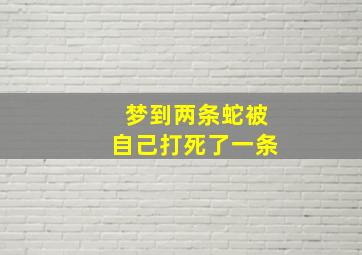 梦到两条蛇被自己打死了一条