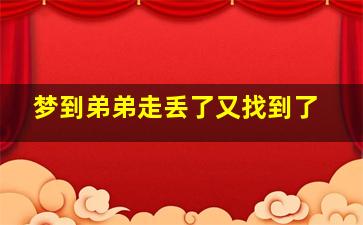 梦到弟弟走丢了又找到了